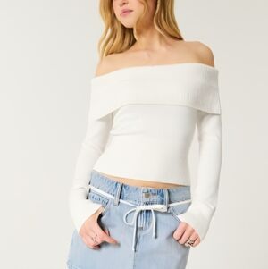 Hollister Off The Shoulder Sweater In Heather Grey (Medium)